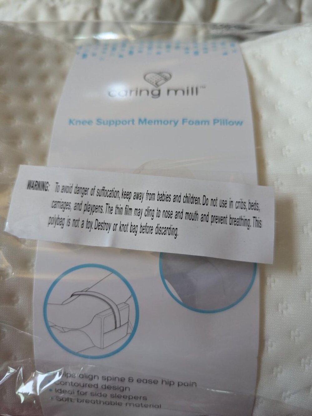 Caring Mill Knee Support Memory Foam Pillow